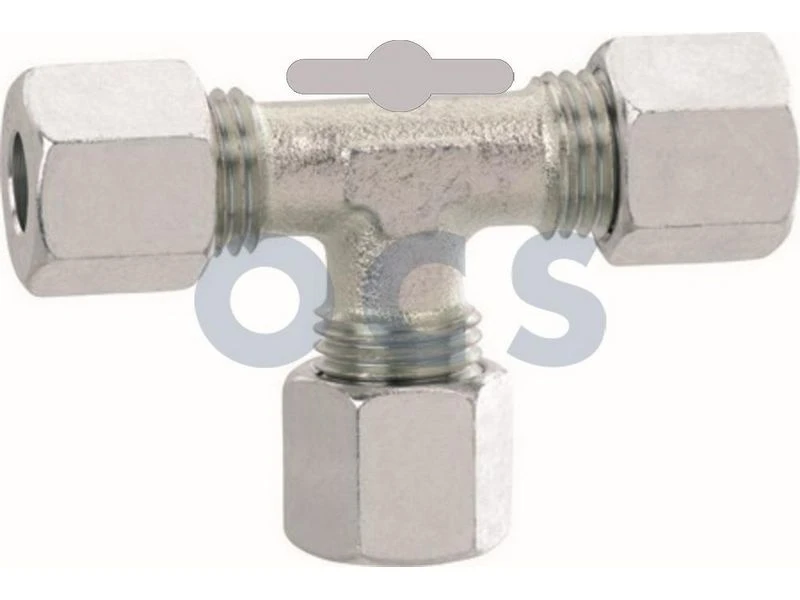 GOK T-stuk Voorzien Van Snijring 3x8mm Staal. 3 GOK T-stuk Voorzien Van Snijring 3x8mm Staal.