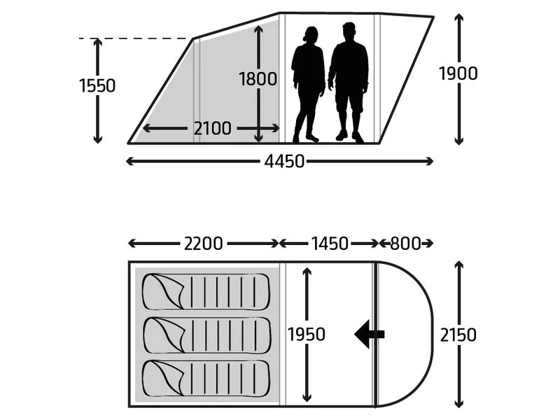 Kampa Tunneltent Brean 3 4 Kampa Tunneltent Brean 3 - Afbeelding 2