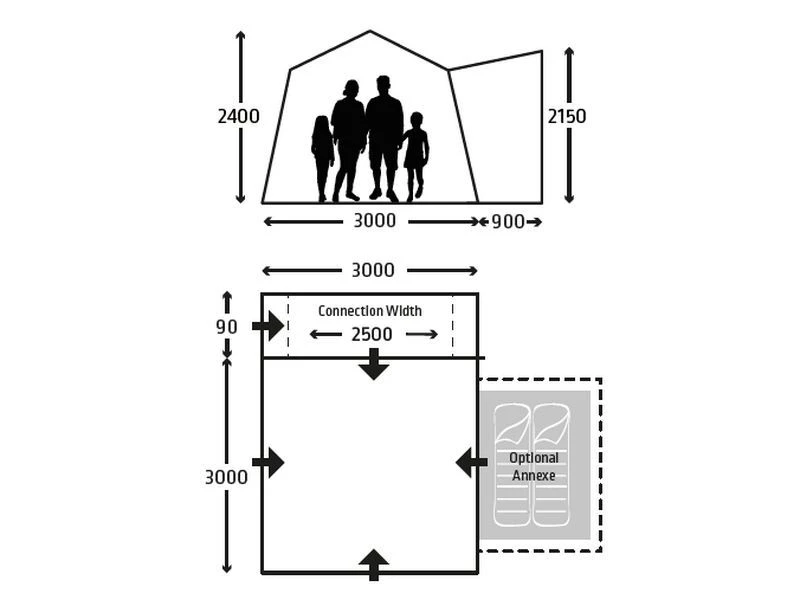 Kampa Opblaasbare Camper-bus Voortent Cross Air 4 Kampa Opblaasbare Camper-bus Voortent Cross Air - Afbeelding 2